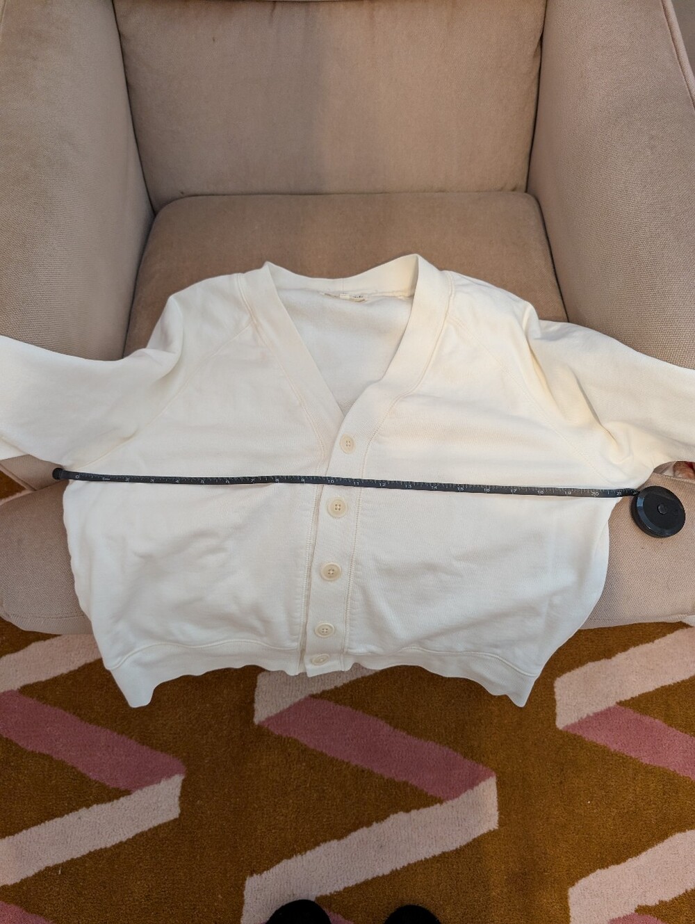 Alex Mill Davie Fleece Cardigan In Off White Size M - Picture 10 of 11